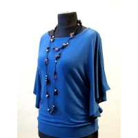 Bluzeczka Diana z pięknymi falbaniastymi rękawami - niebieski indygo